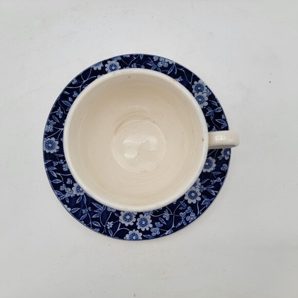 Pair of Blue Calico Teacup and Saucers - Picture 2 of 9